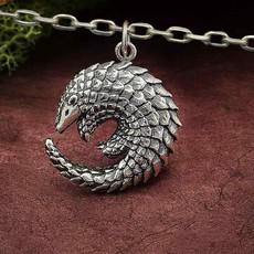 Silver necklace pangolin via Fairy Positron