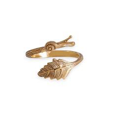 Bronzen ring slak en blad via Fairy Positron