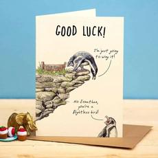 Greeting card penguin “Good Luck” via Fairy Positron