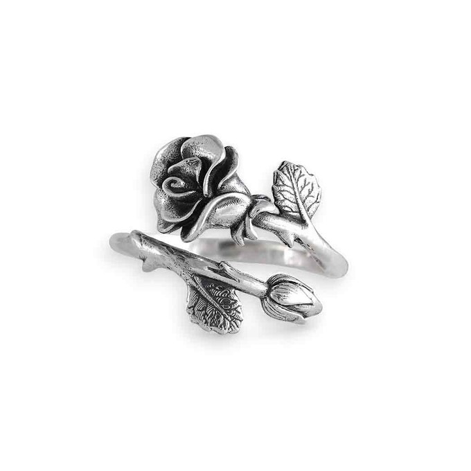 Zilveren ring roos en rozenknop from Fairy Positron