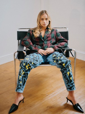High Waisted Ucycled Mushroom Wood Jeans from Fanfare Label