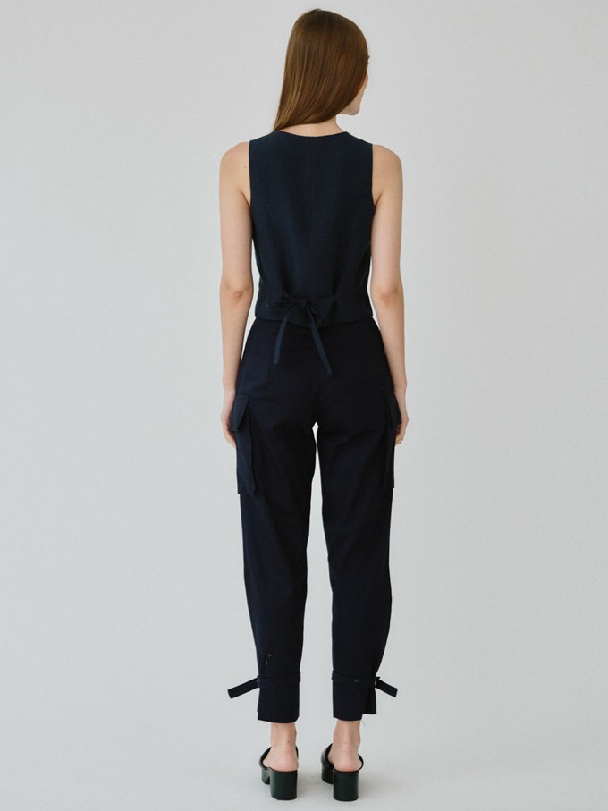Organic Cotton Utility Cargo Pant With Buckles In Navy from Fanfare Label