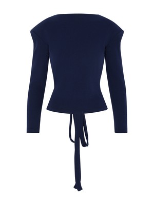 Organic Cotton Navy Top With Shoulder Pads from Fanfare Label