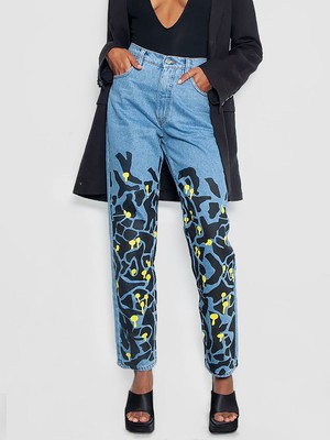 High Waisted Ucycled Mushroom Wood Jeans from Fanfare Label