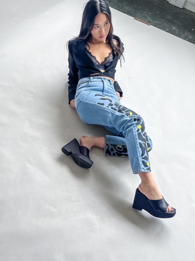 High Waisted Ucycled Mushroom Wood Jeans from Fanfare Label