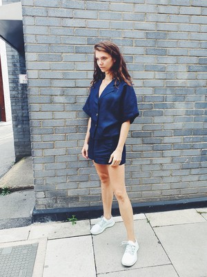 Ethically Made Navy Linen Summer Co-ord Short Set from Fanfare Label