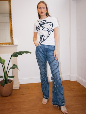 High Waisted Upcycled Elm Flare Jeans from Fanfare Label