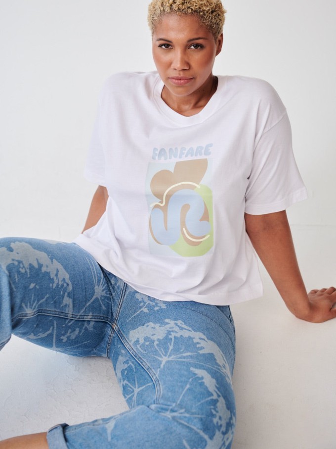 High Waisted Organic & Recycled Laser Dandelion Jeans from Fanfare Label