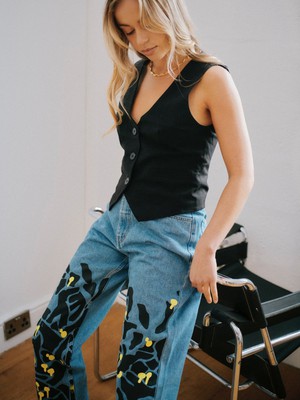 High Waisted Ucycled Mushroom Wood Jeans from Fanfare Label