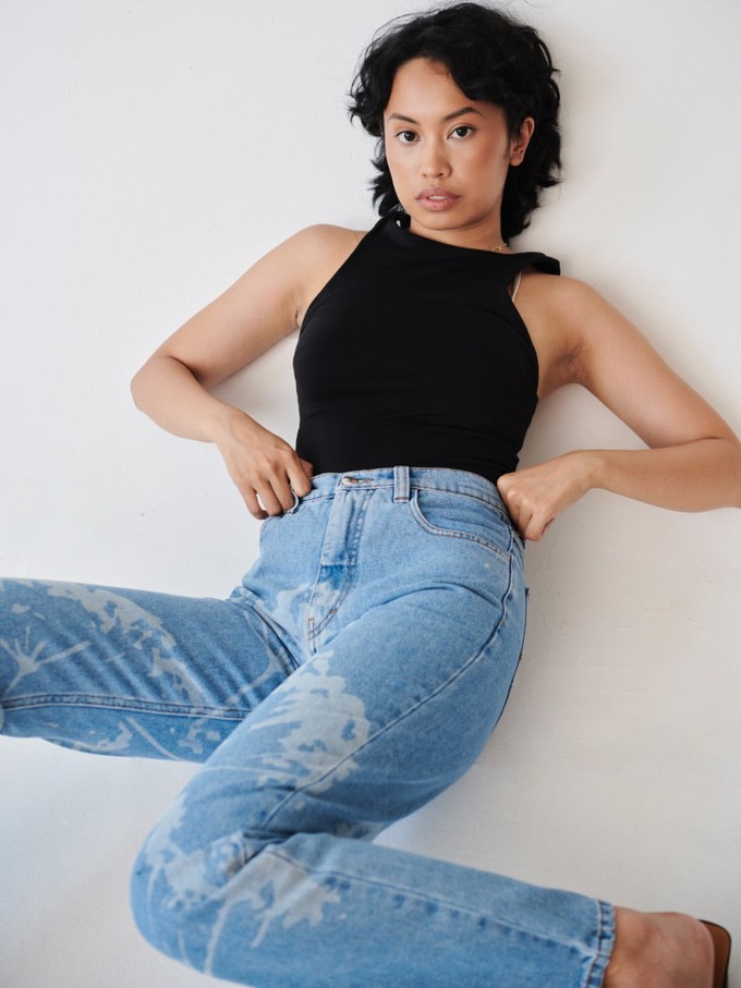 High Waisted Organic & Recycled Laser Dandelion Jeans from Fanfare Label