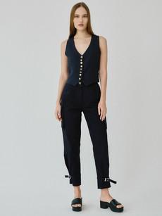 Organic Cotton Utility Cargo Pant With Buckles In Navy via Fanfare Label