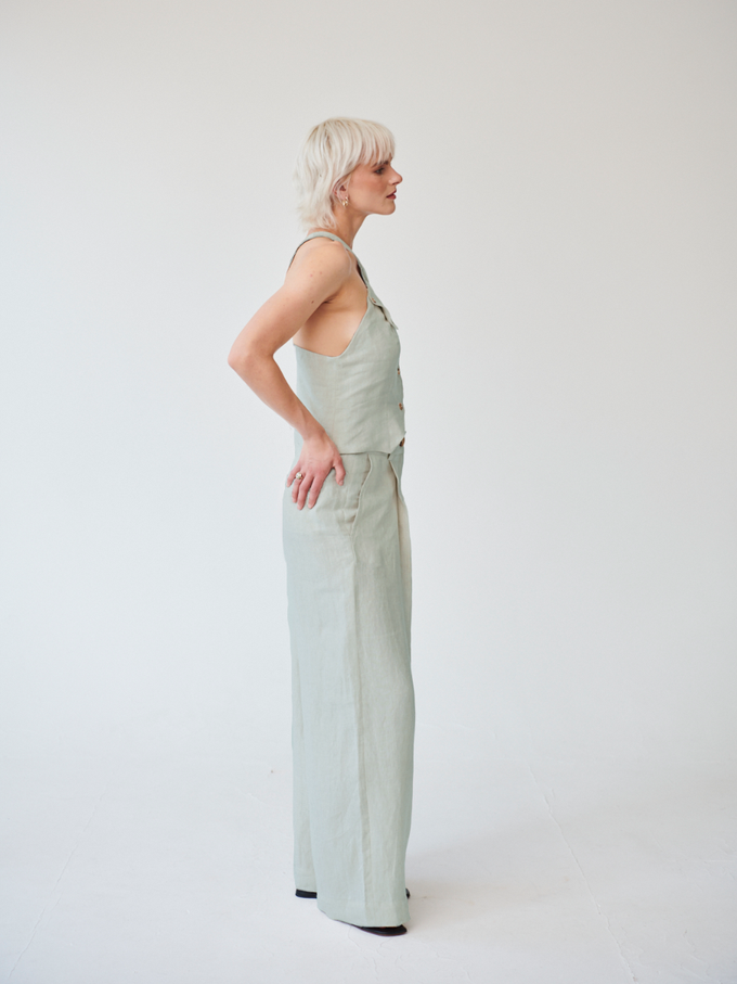 Celeste Linen Trousers in Mint from Fanfare Label