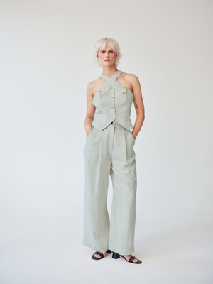 Celeste Linen Trousers in Mint from Fanfare Label