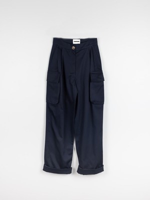 Organic Cotton Utility Cargo Pant With Buckles In Navy from Fanfare Label