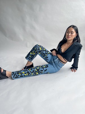 High Waisted Ucycled Mushroom Wood Jeans from Fanfare Label