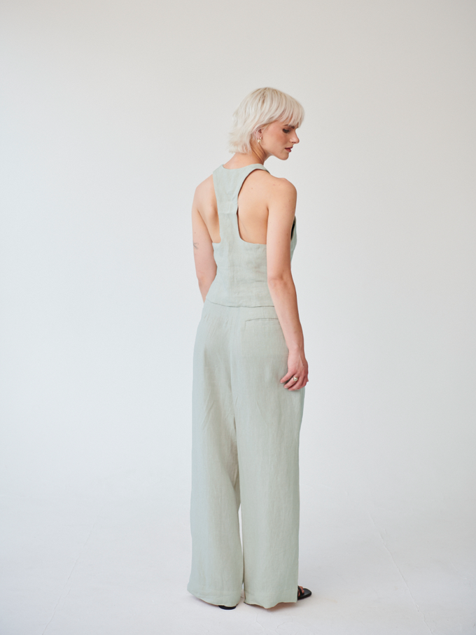 Celeste Linen Trousers in Mint from Fanfare Label