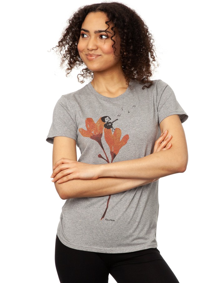Gitarrenmädchen T-Shirt melange grey from FellHerz T-Shirts - bio, fair & vegan