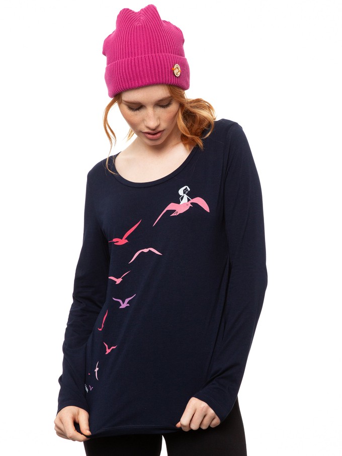 Möwenflug Longsleeve navy from FellHerz T-Shirts - bio, fair & vegan