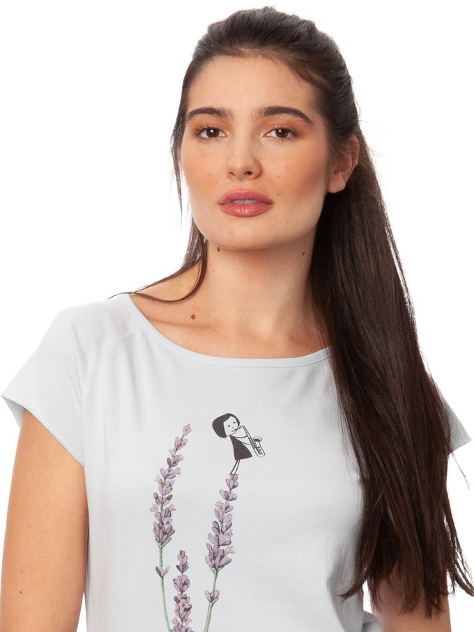 Saxofonmädchen Cap Sleeve sky blue from FellHerz T-Shirts - bio, fair & vegan