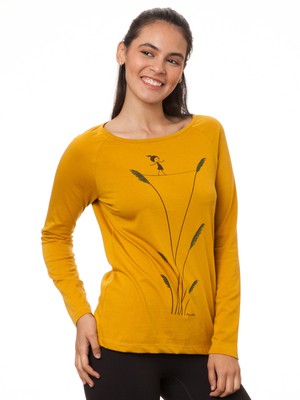 Raglan Longsleeve Seiltanz harvest gold from FellHerz T-Shirts - bio, fair & vegan Raglan Longsleeve Seiltanz harvest gold from FellHerz T-Shirts - bio, fair & vegan