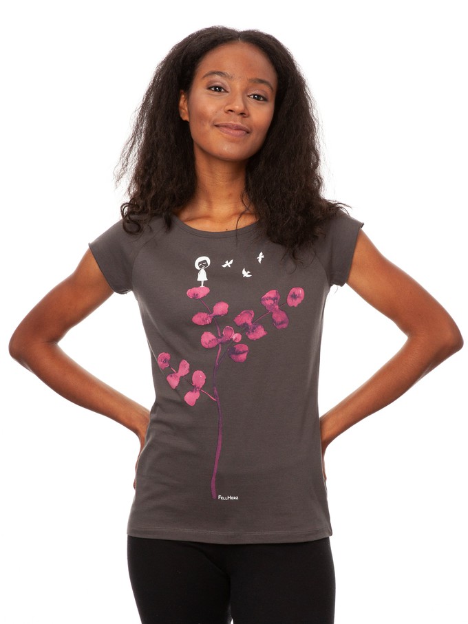 Eukalyptusmädchen Cap Sleeve dark grey from FellHerz T-Shirts - bio, fair & vegan