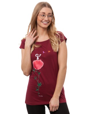 Kranichflug Cap Sleeve ruby from FellHerz T-Shirts - bio, fair & vegan