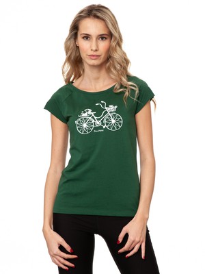 Fahrrad-Mädchen Cap Sleeve scarab green from FellHerz T-Shirts - bio, fair & vegan