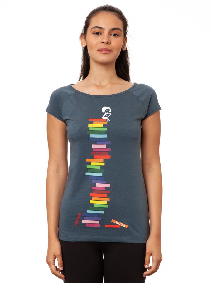 Books Girl Cap Sleeve thundercloud from FellHerz T-Shirts - bio, fair & vegan Books Girl Cap Sleeve thundercloud from FellHerz T-Shirts - bio, fair & vegan