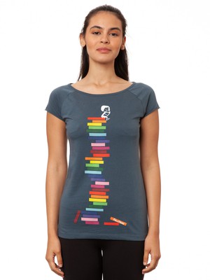 Books Girl Cap Sleeve thundercloud from FellHerz T-Shirts - bio, fair & vegan Books Girl Cap Sleeve thundercloud from FellHerz T-Shirts - bio, fair & vegan