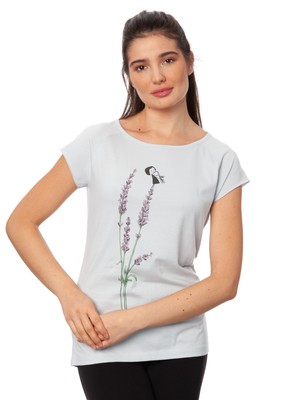 Saxofonmädchen Cap Sleeve sky blue from FellHerz T-Shirts - bio, fair & vegan