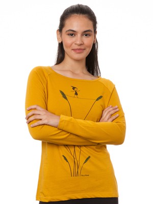 Raglan Longsleeve Seiltanz harvest gold from FellHerz T-Shirts - bio, fair & vegan Raglan Longsleeve Seiltanz harvest gold from FellHerz T-Shirts - bio, fair & vegan