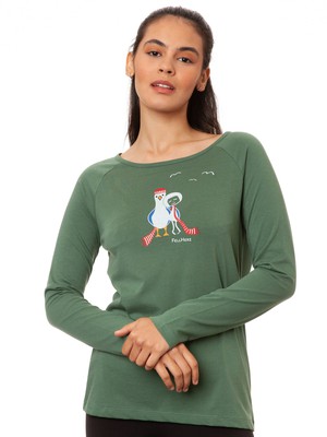 Raglan Longsleeve Möwen-Liebe ivy green from FellHerz T-Shirts - bio, fair & vegan Raglan Longsleeve Möwen-Liebe ivy green from FellHerz T-Shirts - bio, fair & vegan