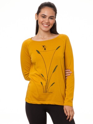 Raglan Longsleeve Seiltanz harvest gold from FellHerz T-Shirts - bio, fair & vegan Raglan Longsleeve Seiltanz harvest gold from FellHerz T-Shirts - bio, fair & vegan