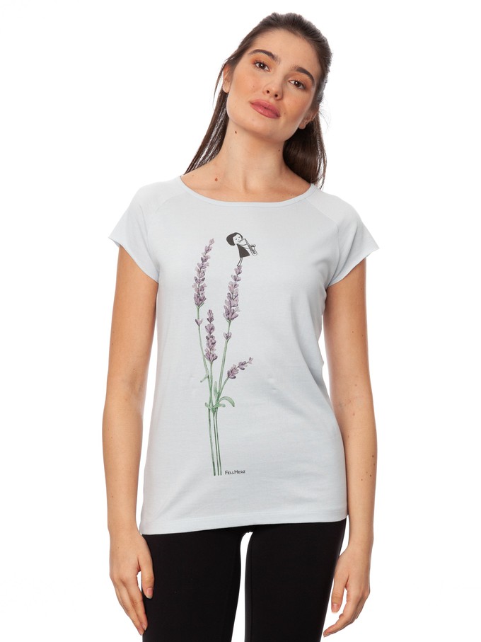 Saxofonmädchen Cap Sleeve sky blue from FellHerz T-Shirts - bio, fair & vegan