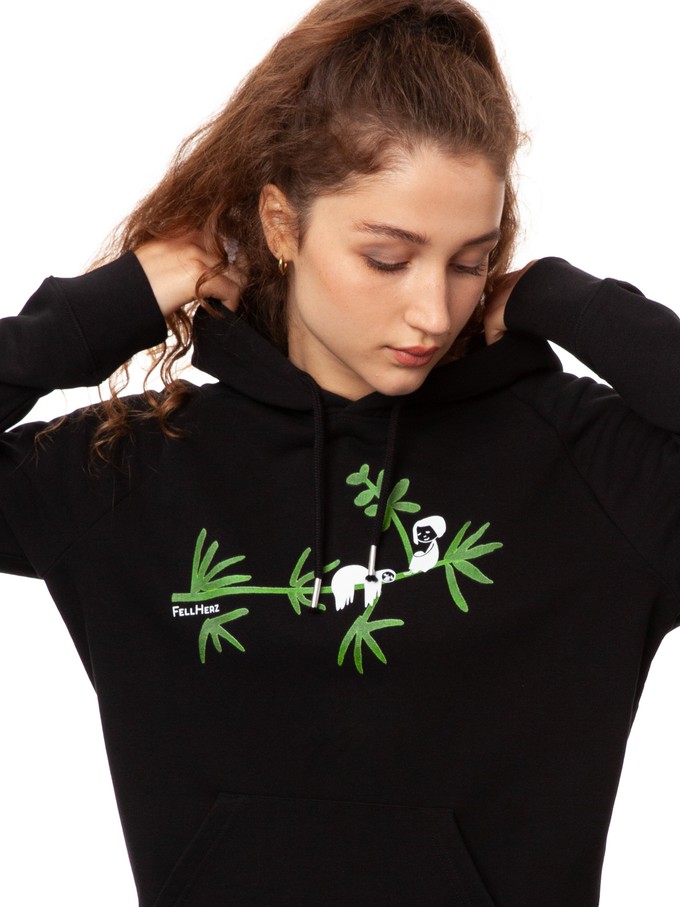 Faultier Hoodie black from FellHerz T-Shirts - bio, fair & vegan