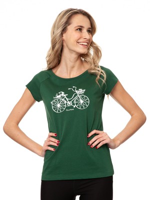 Fahrrad-Mädchen Cap Sleeve scarab green from FellHerz T-Shirts - bio, fair & vegan