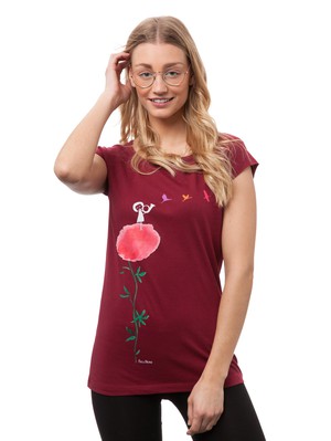 Kranichflug Cap Sleeve ruby from FellHerz T-Shirts - bio, fair & vegan