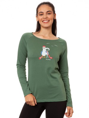 Raglan Longsleeve Möwen-Liebe ivy green from FellHerz T-Shirts - bio, fair & vegan Raglan Longsleeve Möwen-Liebe ivy green from FellHerz T-Shirts - bio, fair & vegan