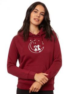 Moon Cat Hoodie burgundy via FellHerz T-Shirts - bio, fair & vegan