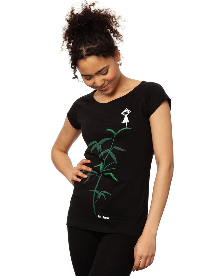 Yogamädchen Cap Sleeve black from FellHerz T-Shirts - bio, fair & vegan