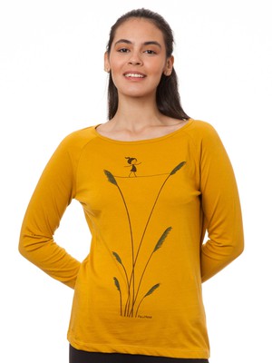 Raglan Longsleeve Seiltanz harvest gold from FellHerz T-Shirts - bio, fair & vegan Raglan Longsleeve Seiltanz harvest gold from FellHerz T-Shirts - bio, fair & vegan