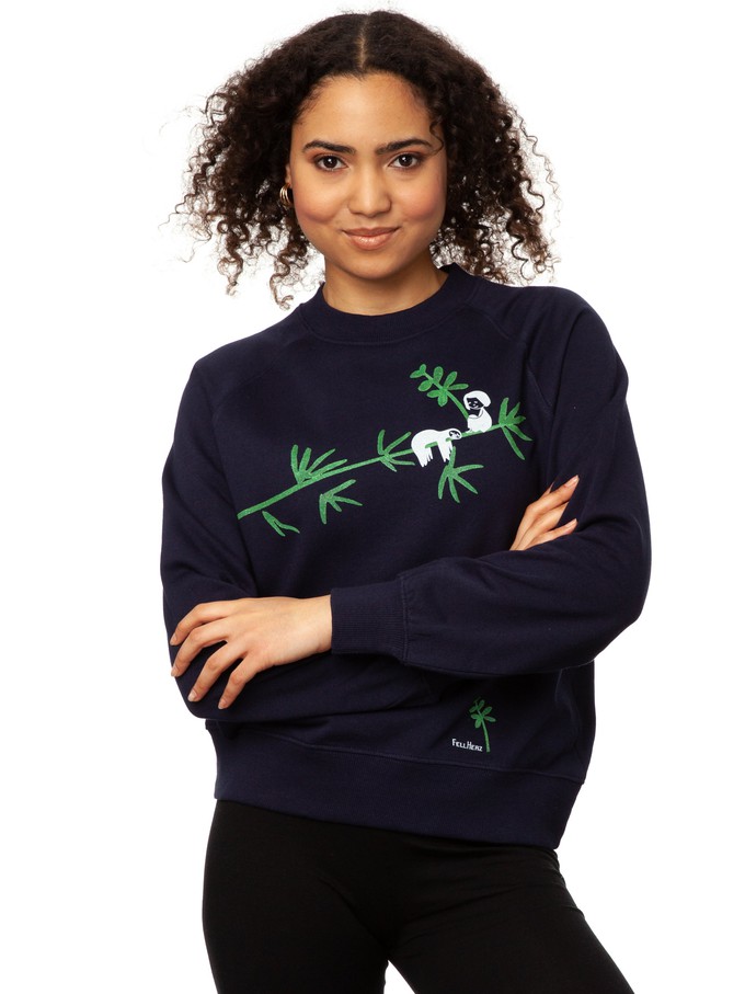 Faultier Raglan Sweater navy from FellHerz T-Shirts - bio, fair & vegan