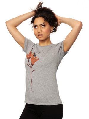 Gitarrenmädchen T-Shirt melange grey from FellHerz T-Shirts - bio, fair & vegan