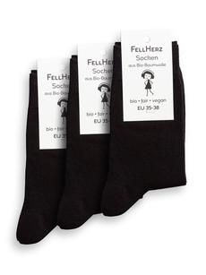 3er Pack Socken mit Bio-Baumwolle schwarz via FellHerz T-Shirts - bio, fair & vegan