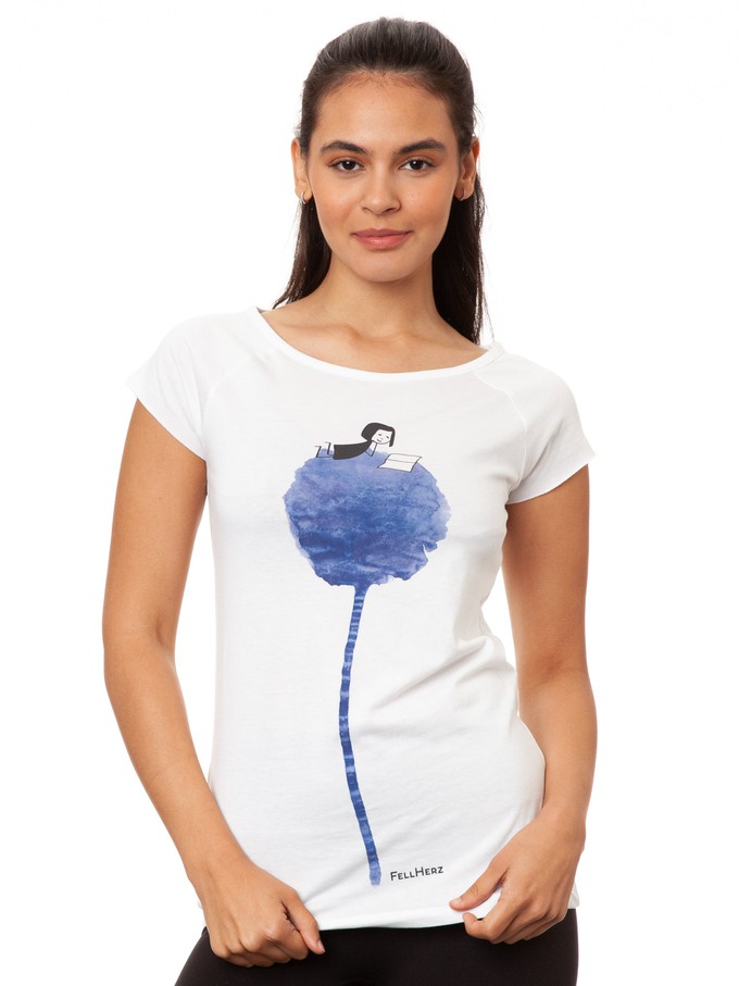 Blumenbuch Cap Sleeve white from FellHerz T-Shirts - bio, fair & vegan