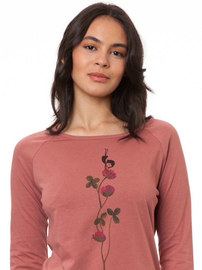 Raglan Longsleeve Glücksklee canyan rose from FellHerz T-Shirts - bio, fair & vegan Raglan Longsleeve Glücksklee canyan rose from FellHerz T-Shirts - bio, fair & vegan