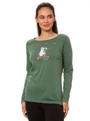 Raglan Longsleeve Möwen-Liebe ivy green from FellHerz T-Shirts - bio, fair & vegan Raglan Longsleeve Möwen-Liebe ivy green from FellHerz T-Shirts - bio, fair & vegan