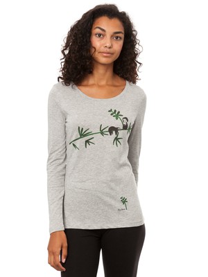 Faultier Longsleeve heather grey from FellHerz T-Shirts - bio, fair & vegan