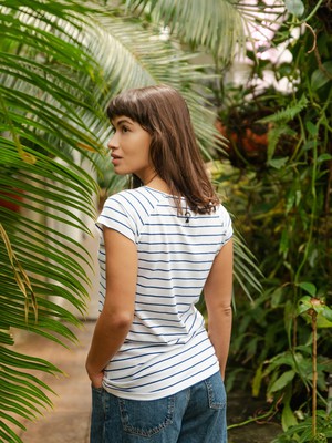 Just relax Cap Sleeve striped white blue from FellHerz T-Shirts - bio, fair & vegan