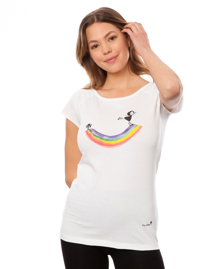 Rainbow girl Cap Sleeve white from FellHerz T-Shirts - bio, fair & vegan
